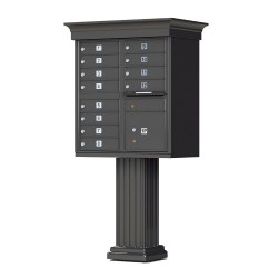 12 Tenant Door Classic Decorative CBU Mailbox (Pedestal Included) - Type 2 - 1570-12AF-DC
