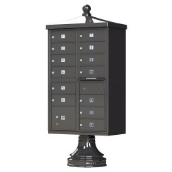 13 Tenant Door Traditional Decorative Style Mailbox (Pedestal Included) - Type 4 - 1570-13AF-DT