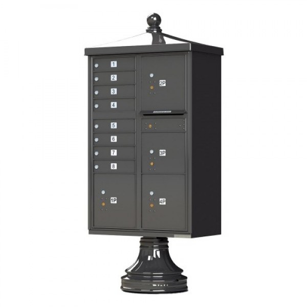8 Tenant Door Traditional Decorative Style Mailbox (Pedestal Included) - Type 6 - 1570-8T6AF-DT
