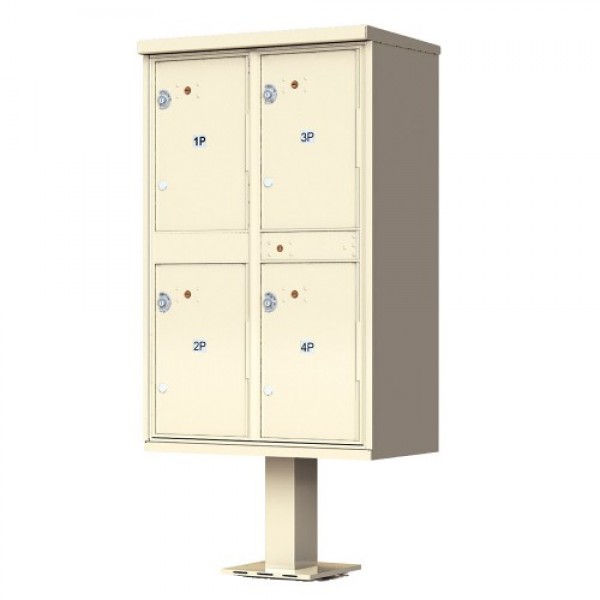 4-Door Pedestal Style High Security Outdoor Parcel Locker (Pedestal Included) - 1590-T2AF