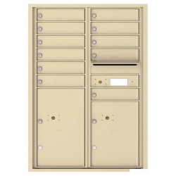 11 Tenant Doors with 2 Parcel Lockers and Outgoing Mail Compartment - 4C Wall Mount 12-High Mailboxes - 4C12D-11