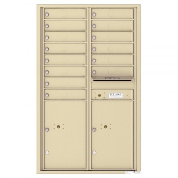 14 Tenant Doors with 2 Parcel Lockers and Outgoing Mail Compartment - 4C Wall Mount 14-High Mailboxes - 4C14D-14 14 Tenant Doors with 2 Parcel Lockers and Outgoing Mail Compartment - 4C Wall Mount 14-High Mailboxes - 4C14D-14